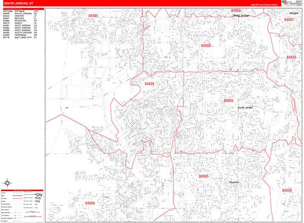 South Jordan Zip Code Wall Map